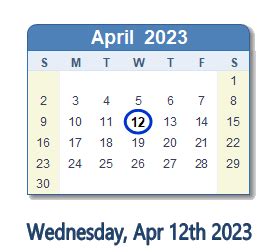 April 12, 2023 (Wednesday) .